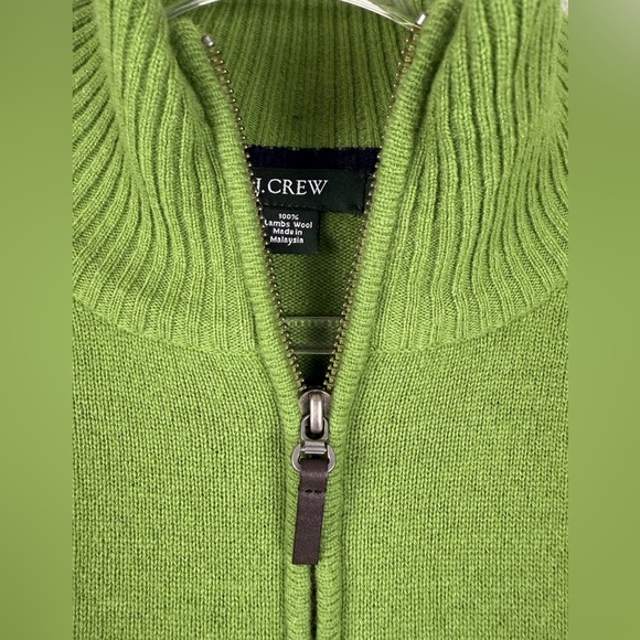 J Crew men’s lambs wool half zip sweater green size XL preowned - Picture 3 of 8